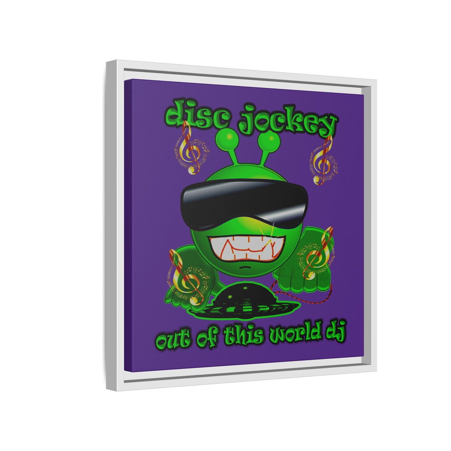 disc jockey - framed canvas art (purple)
