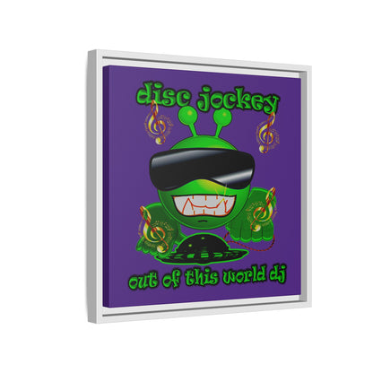 disc jockey - framed canvas art (purple)
