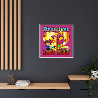 love peace - framed canvas art (pink)