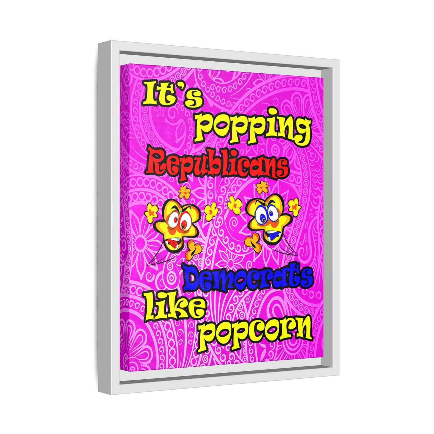 popping like popcorn - framed canvas art (pink swirl)