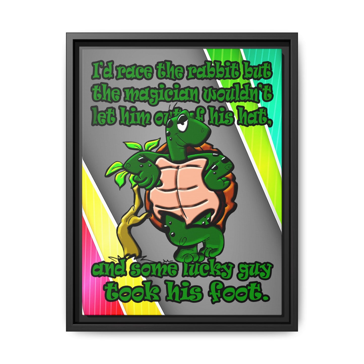 turtle race - framed canvas art (rainbow split)