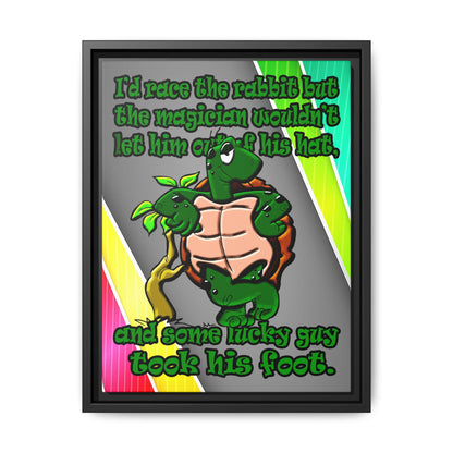 turtle race - framed canvas art (rainbow split)