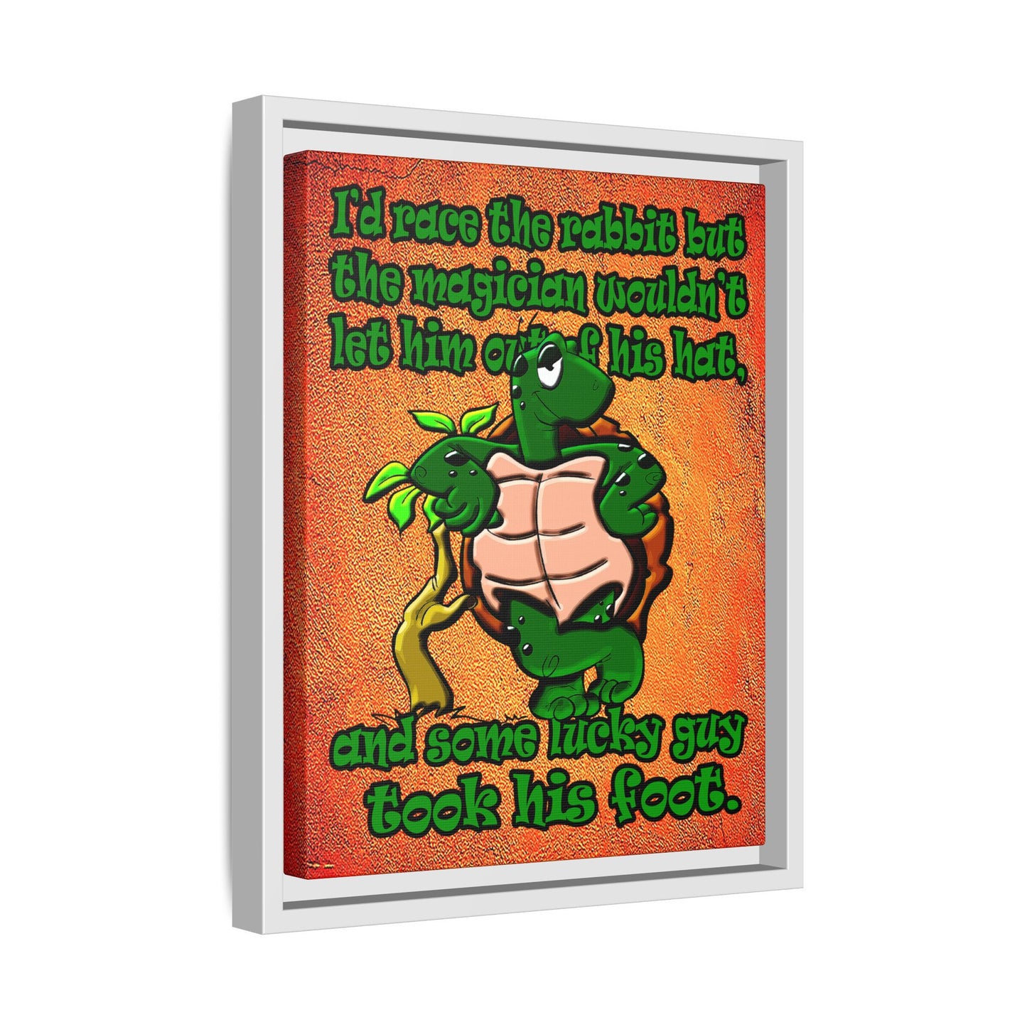 turtle race - framed canvas art (burnt orange)