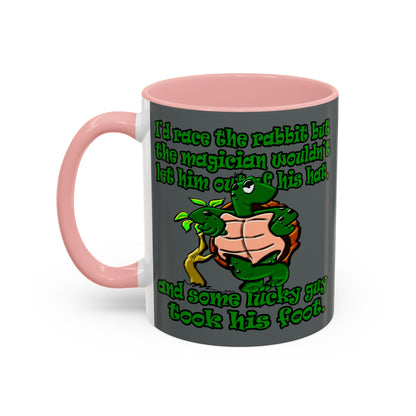 turtle race - Accent Mug (dark grey)