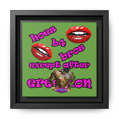 hoes b4 bros - framed canvas art (green)