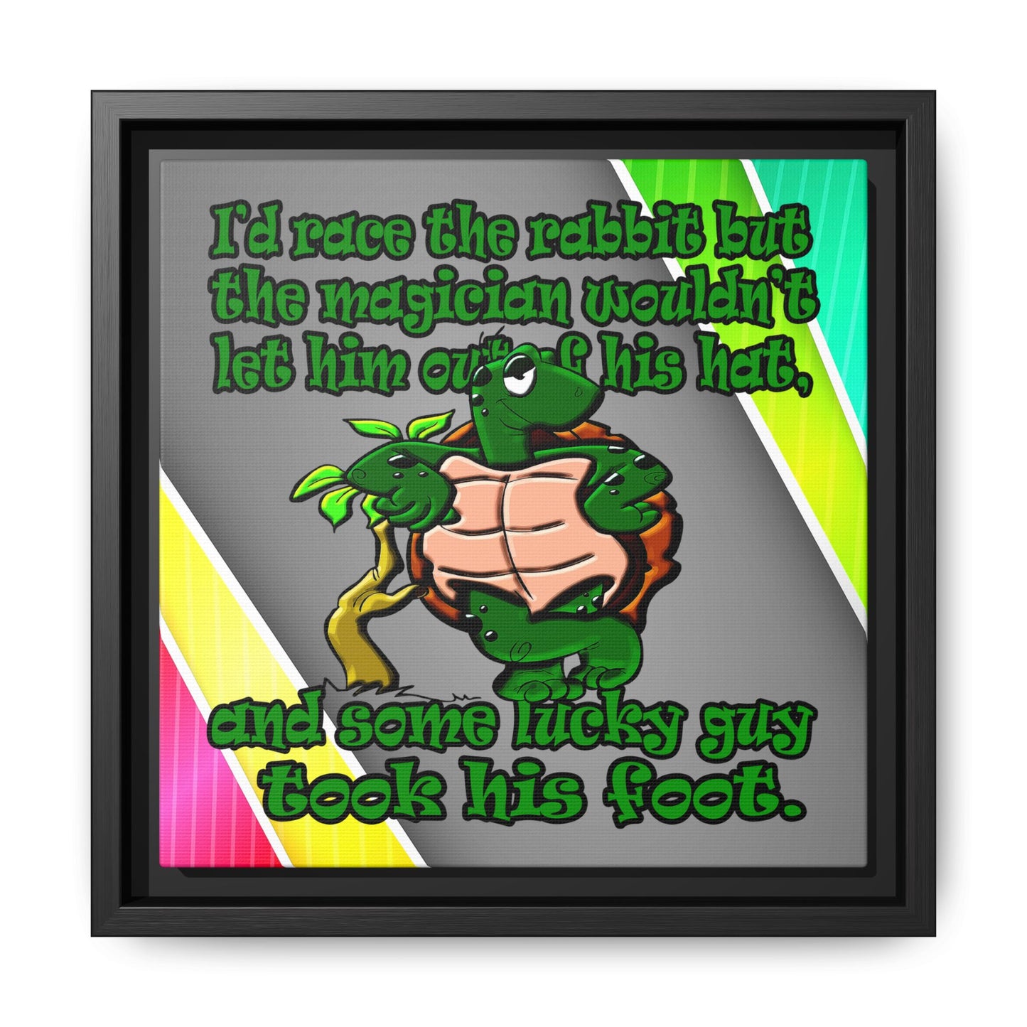 turtle race - framed canvas art (rainbow split)
