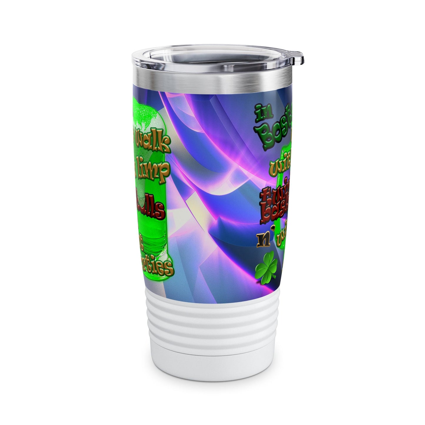 celtics logo - Ringneck Tumbler, 20oz (grey-pink wave)