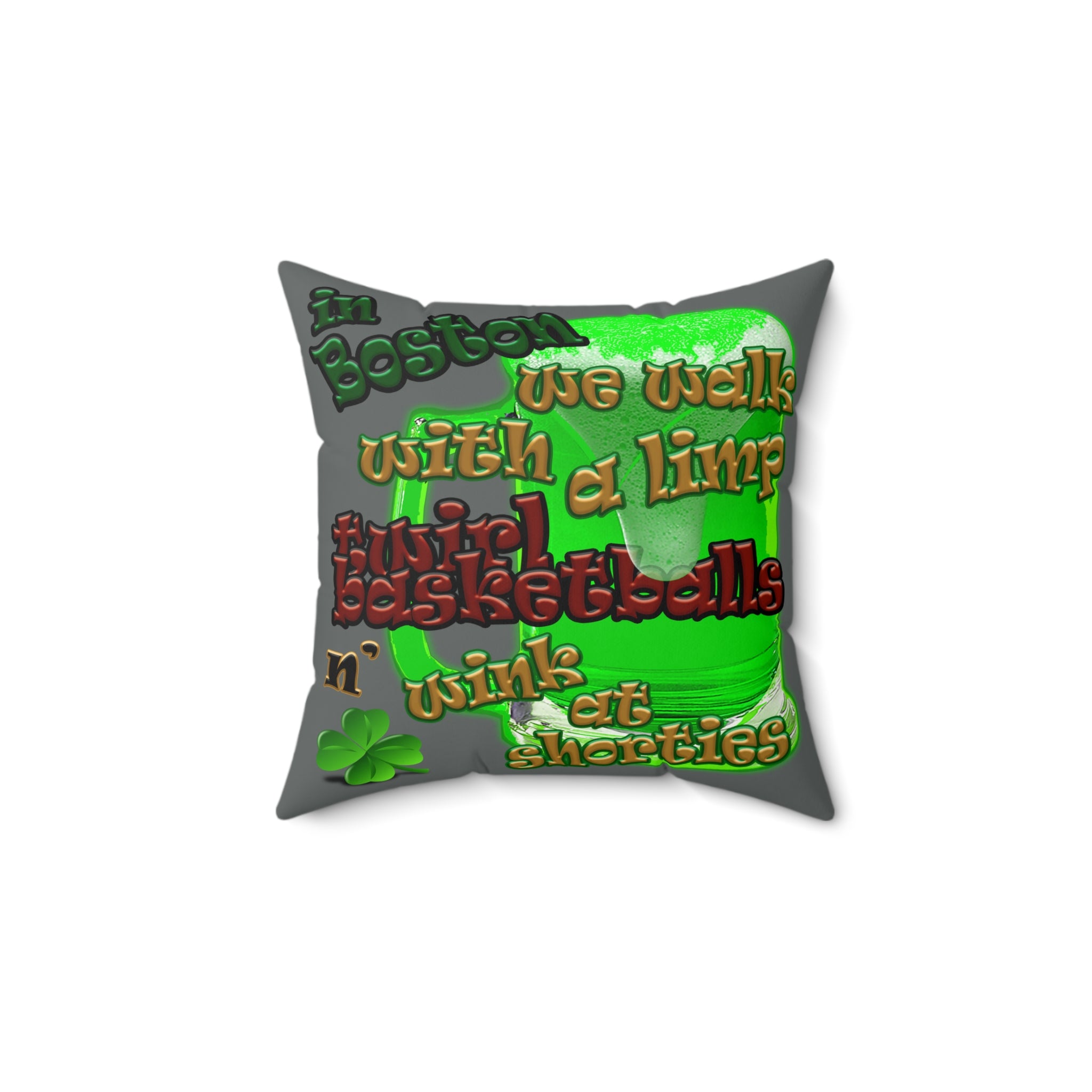 celtics logo - Faux Suede Square Pillow - (dark grey)