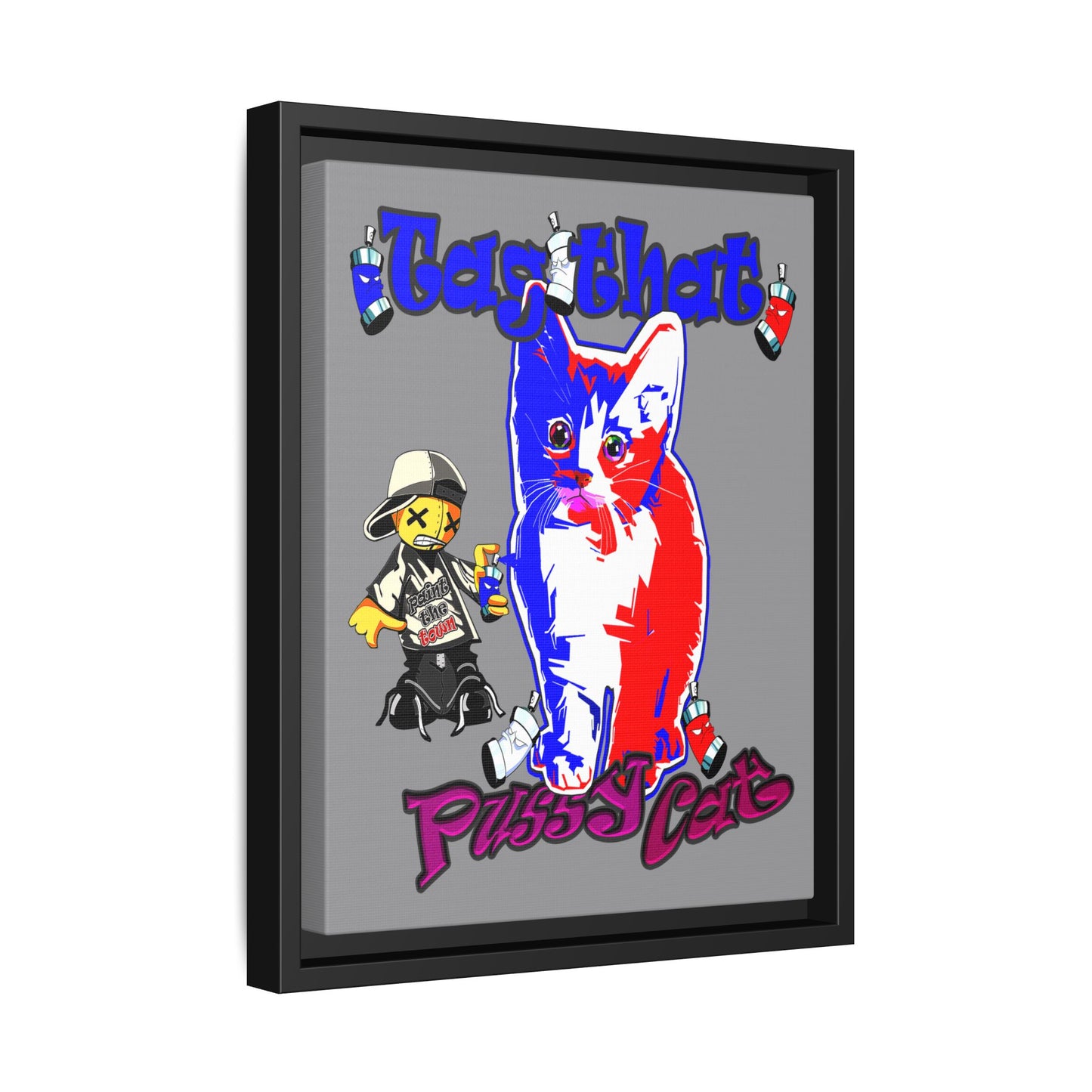 tag that - framed canvas art (grey)