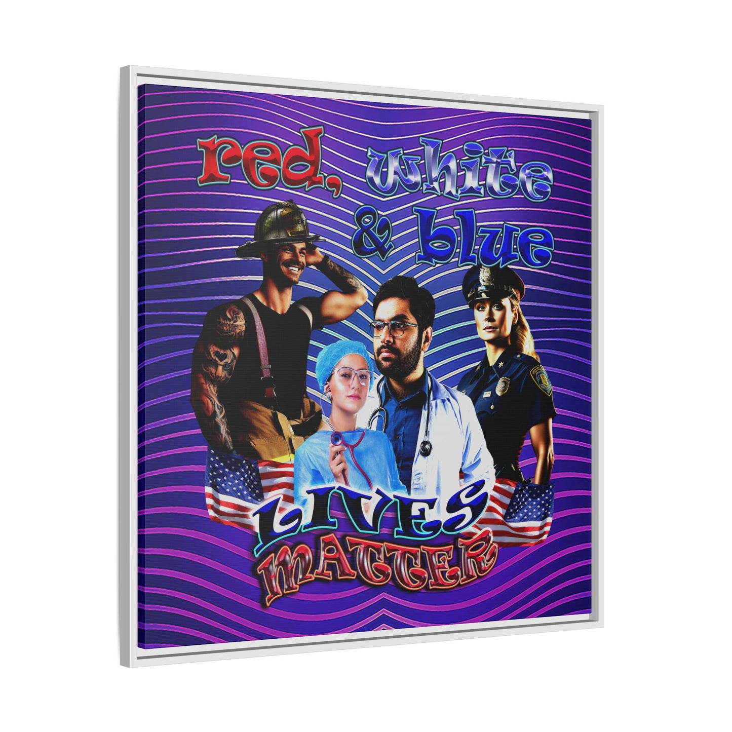 rw&b lives matter - framed canvas art (purple wave)