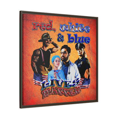 rw&b lives matter - framed canvas art (burnt orange)