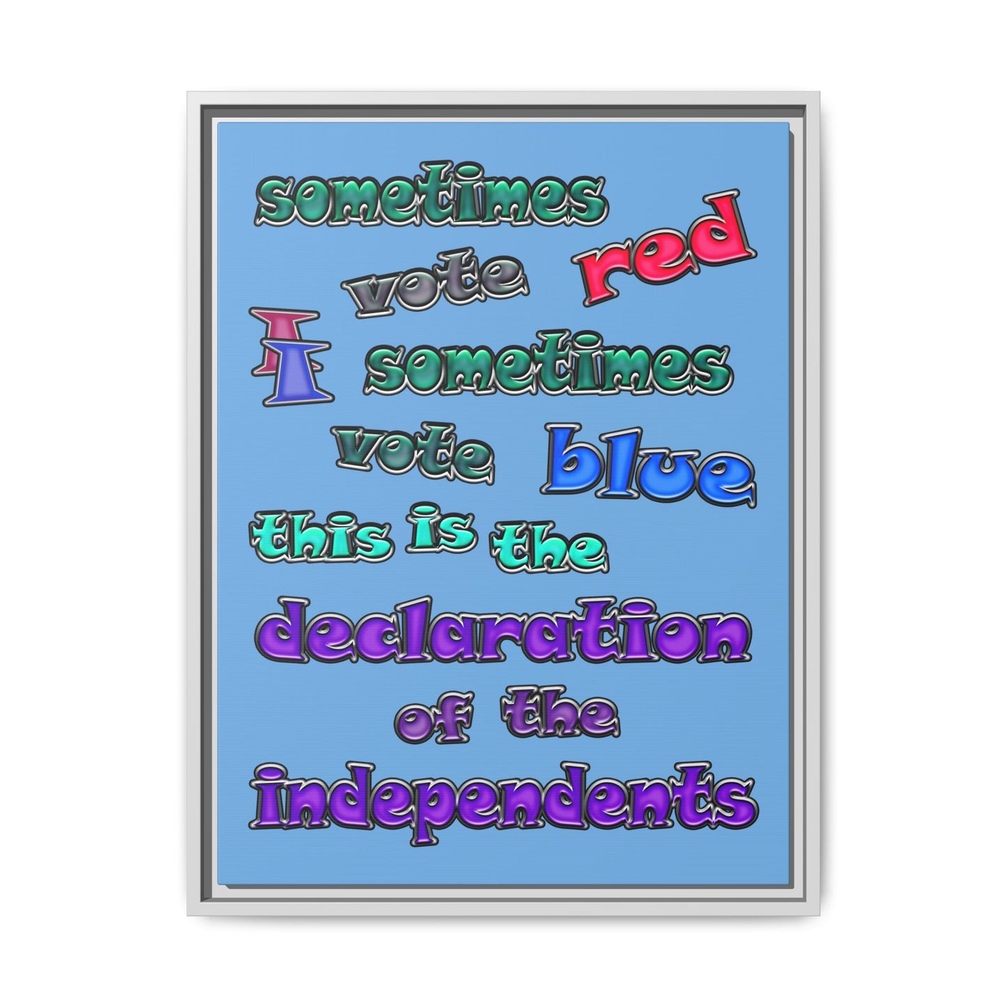 declaration of the independents - framed canvas art (light blue)