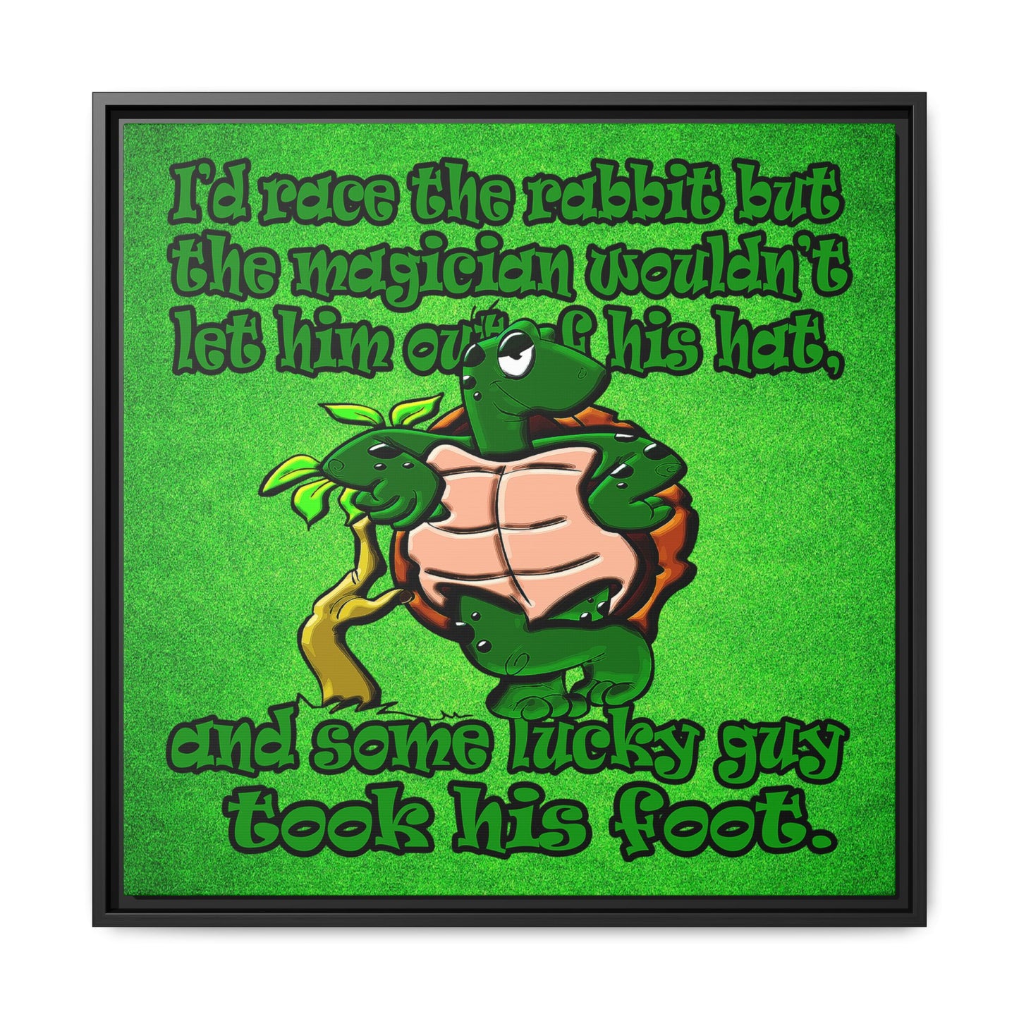 turtle race - framed canvas art (green turf)