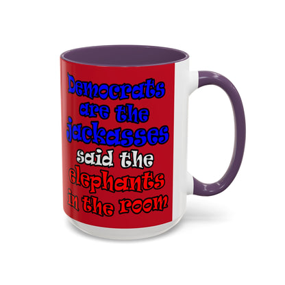 donkeys and elephants - Accent Mug (dark red)