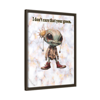 I don't care that your green - framed canvas art (white marble)