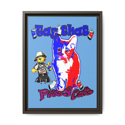 tag that - framed canvas art (light blue)