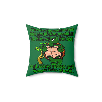 turtle race - Faux Suede Square Pillow - (dark green)