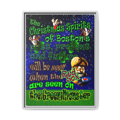 christmas spirits of boston - framed canvas art ('snoops' background)