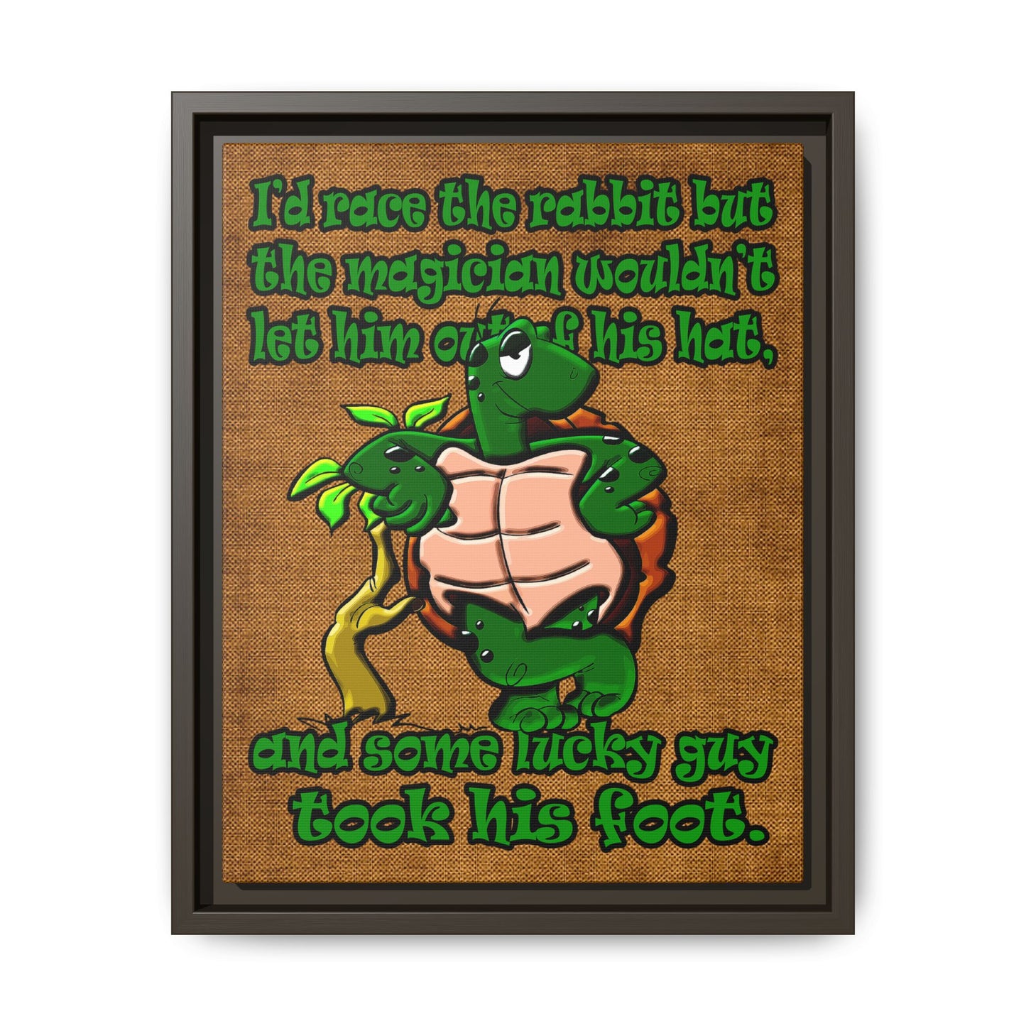 turtle race - framed canvas art (brown papyrus)