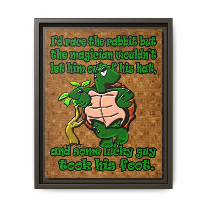 turtle race - framed canvas art (brown papyrus)