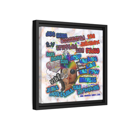 drop the beat - framed canvas art (white marble)