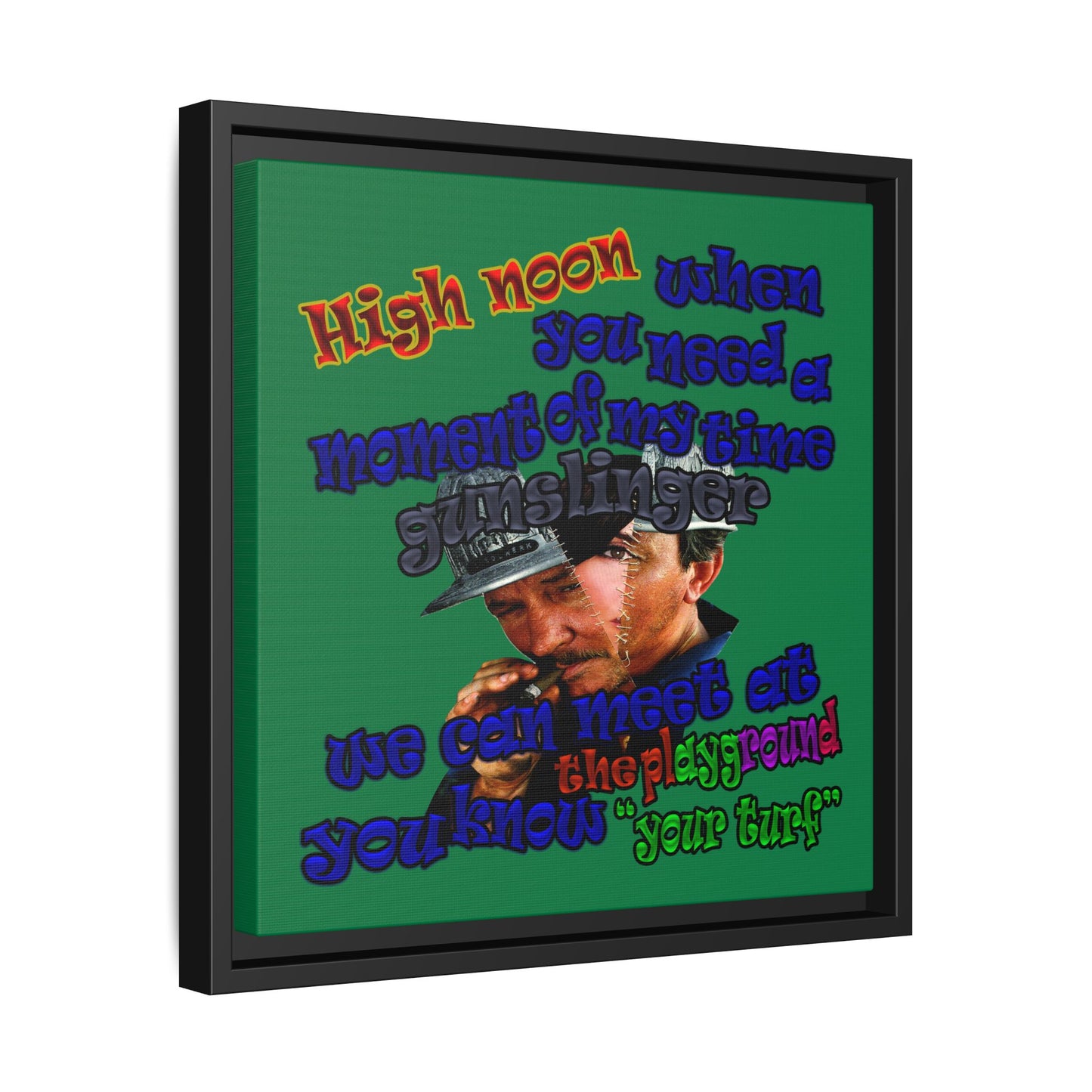 high noon - framed canvas art (dark green)