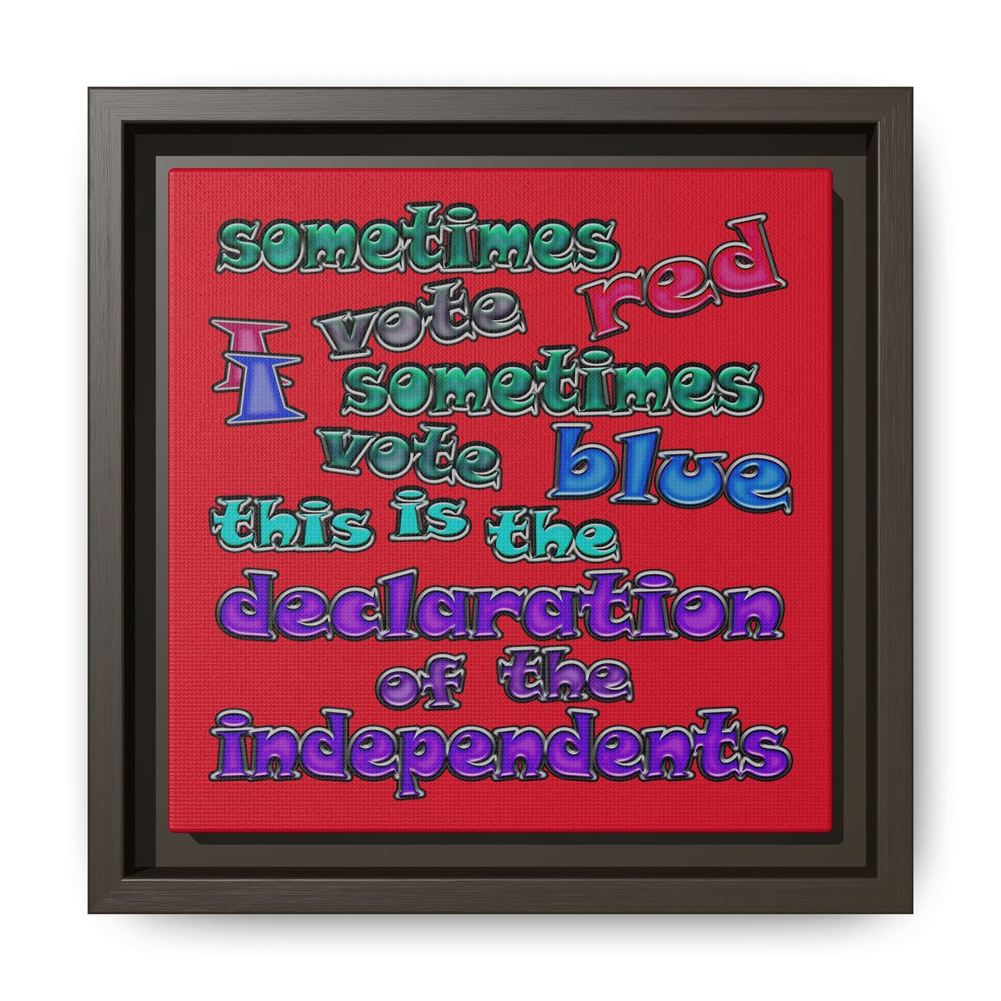declaration of the independents - framed canvas art (dark red)