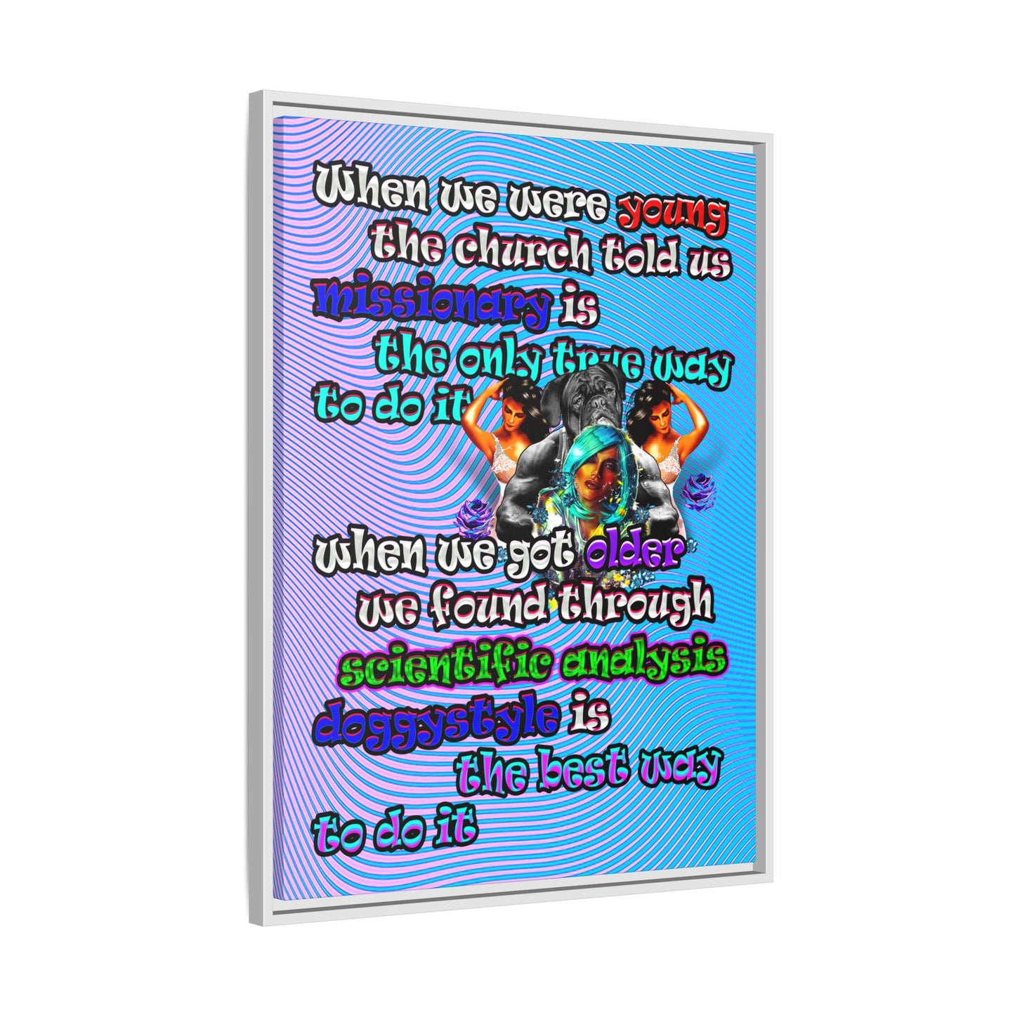doggystyle - framed canvas art (light blue-purple wave)