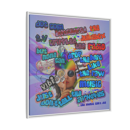 drop the beat - framed canvas art (light blue-pink wave)