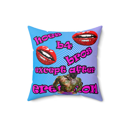 hoes b4 bros - Faux Suede Square Pillow - (light blue-purple wave)