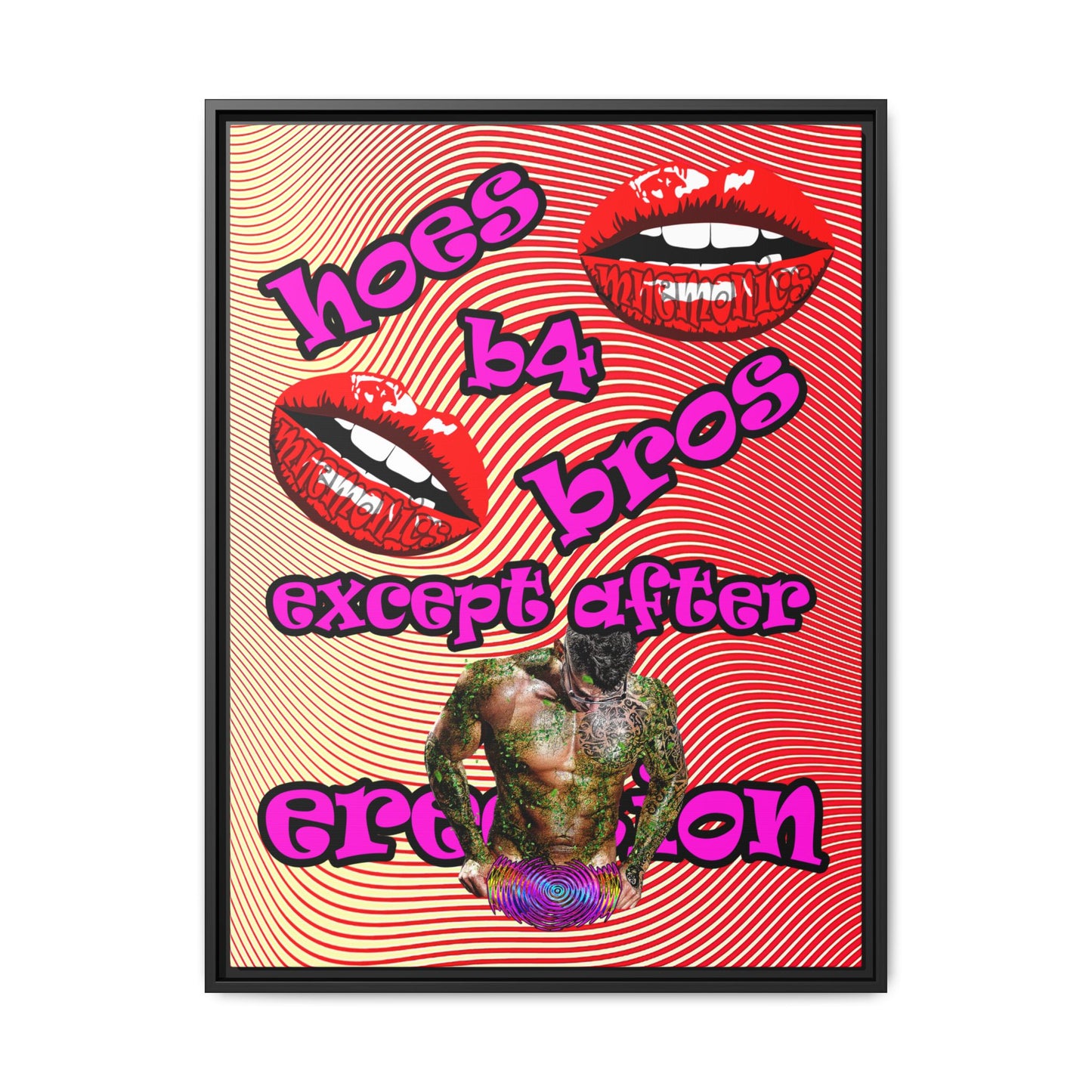 hoes b4 bros - framed canvas art (yellow-orange wave)