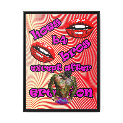 hoes b4 bros - framed canvas art (yellow-orange wave)