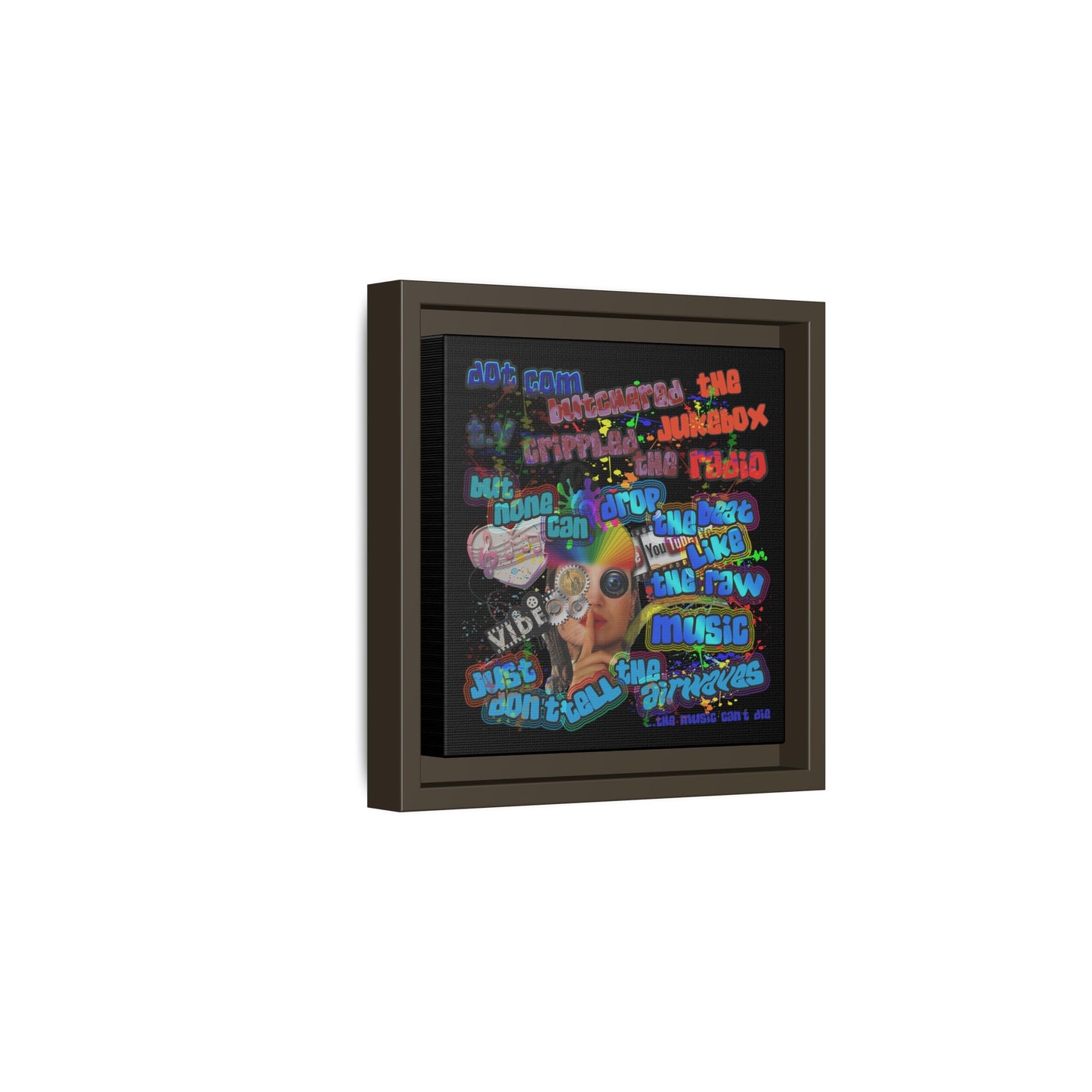 drop the beat - framed canvas art (black)