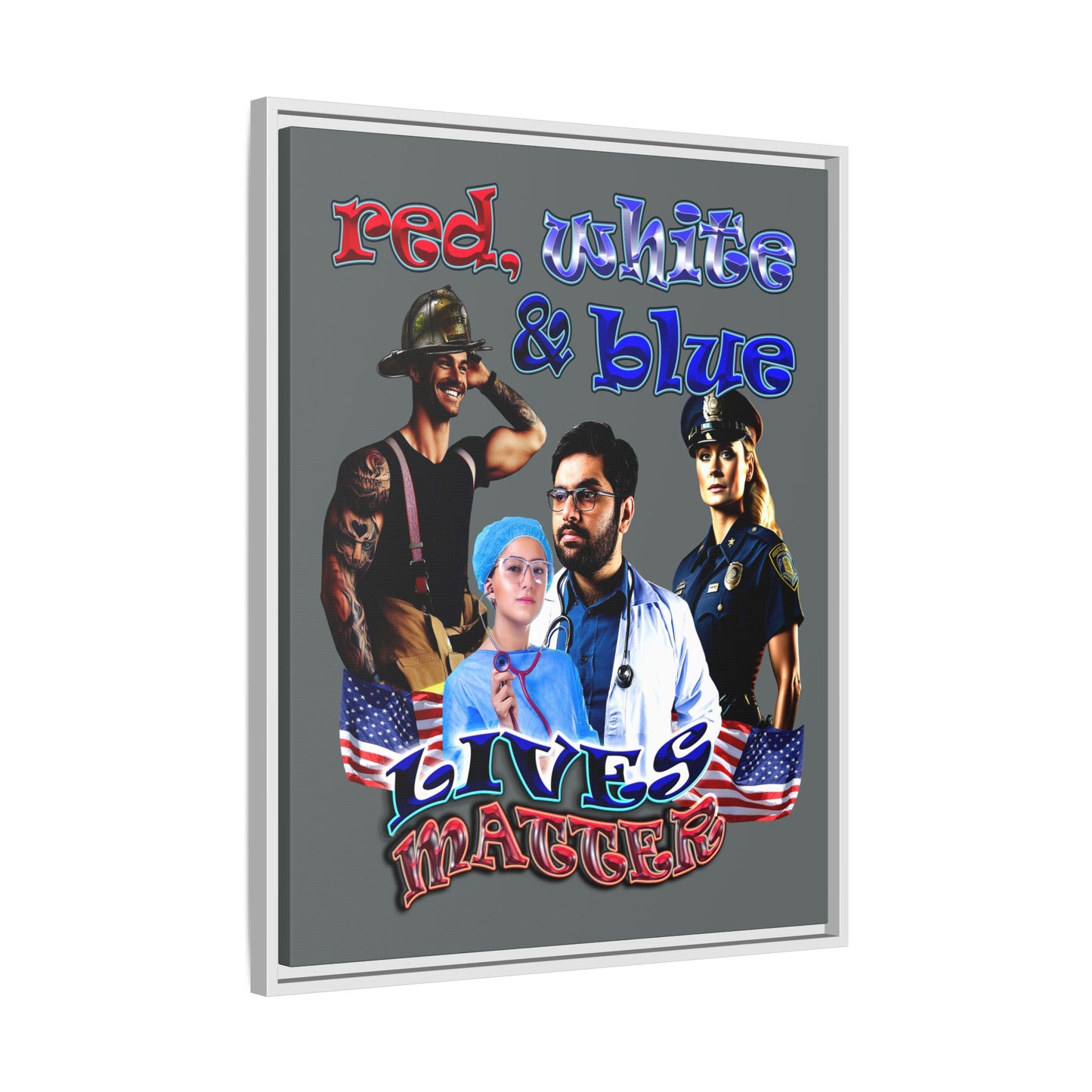 rw&b lives matter - framed canvas art (dark grey)