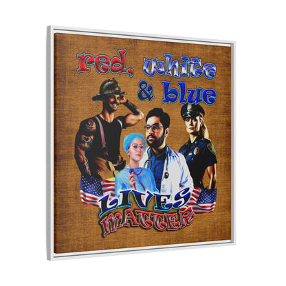 rw&b lives matter - framed canvas art (brown papyrus)