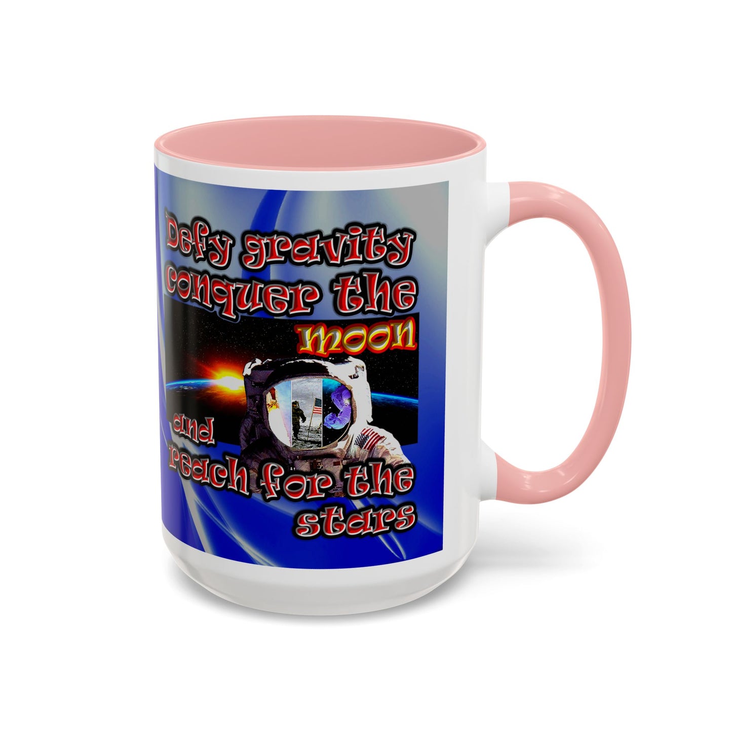 defy conquer reach - Accent Mug (blue-white wave)