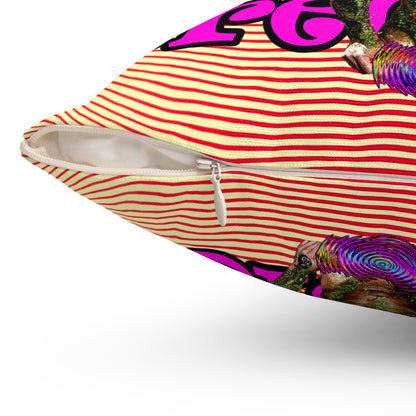 hoes b4 bros - Spun Polyester Square Pillow - (yellow-orange wave)