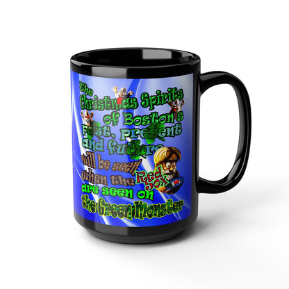 christmas spirits of boston - Black Mug (blue-white wave)