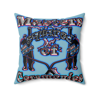 em cee squared - Faux Suede Square Pillow - (aqua blue)