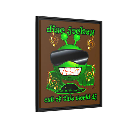 disc jockey - framed canvas art (brown)