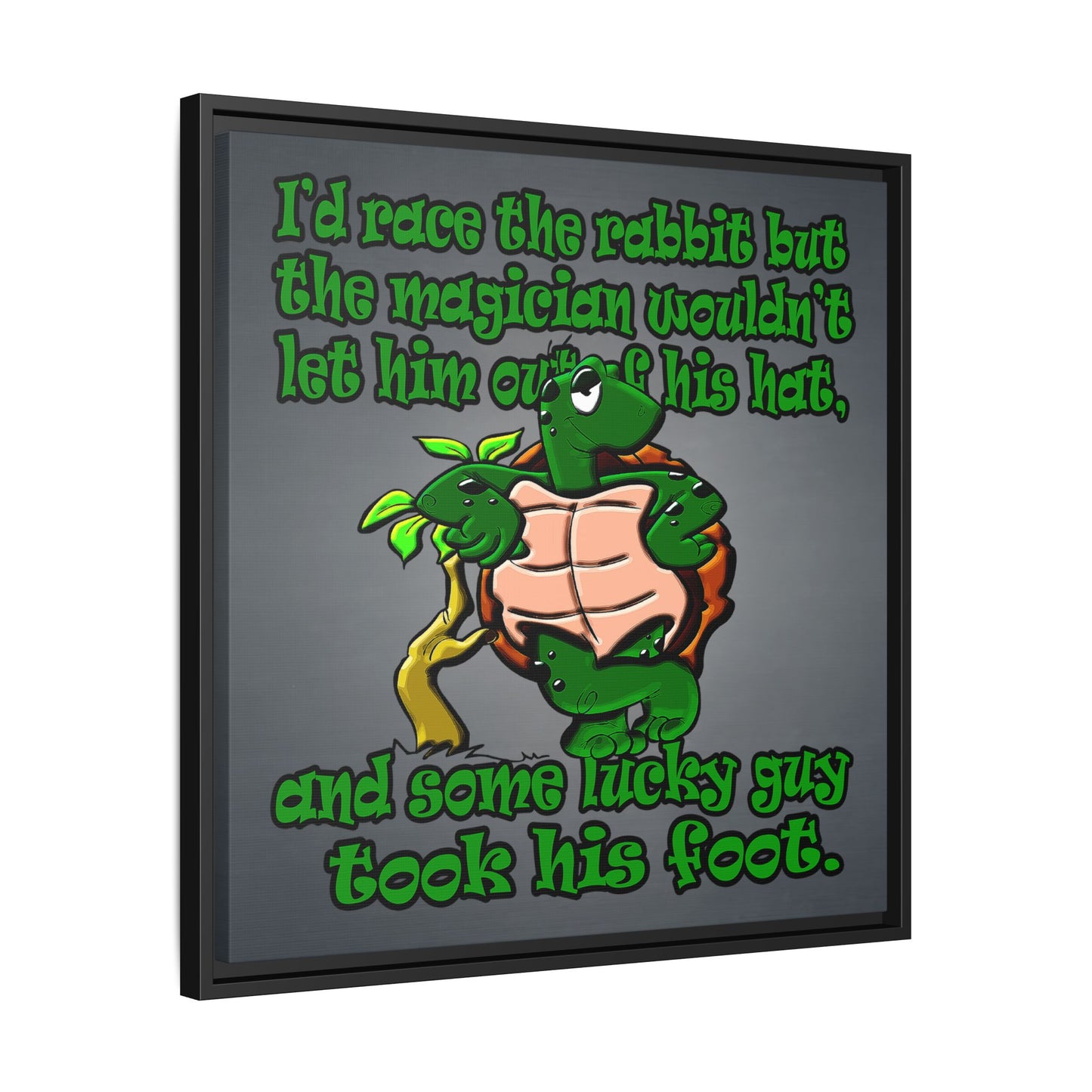 turtle race - framed canvas art (grey-light grey)