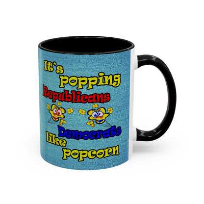 popping like popcorn - Accent Mug (faded dark blue)