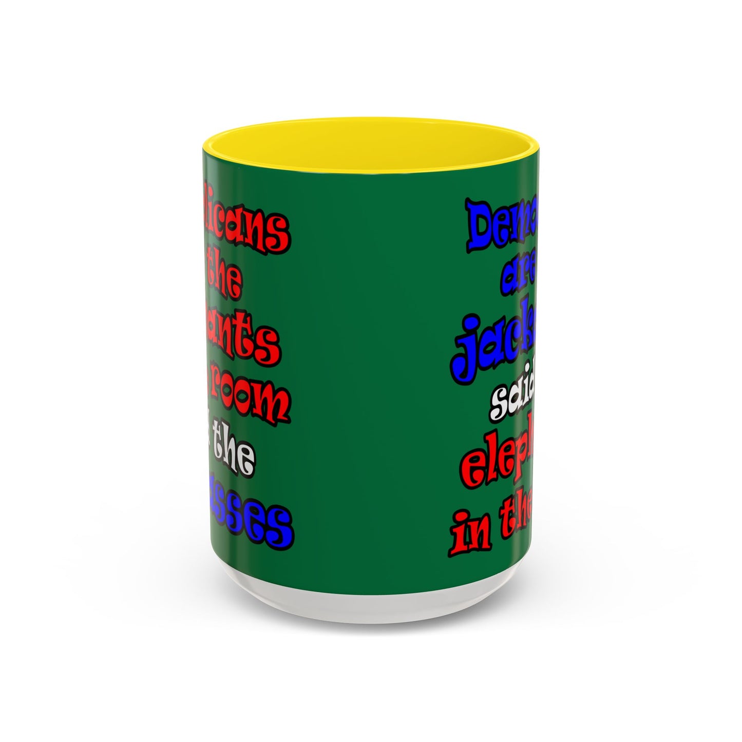 donkeys and elephants - Accent Mug (dark green)