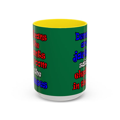 donkeys and elephants - Accent Mug (dark green)