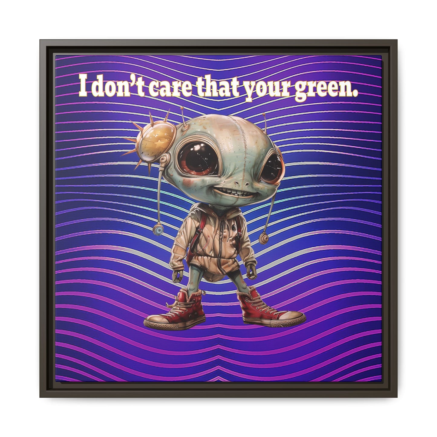 I don't care that your green - framed canvas art (purple wave)