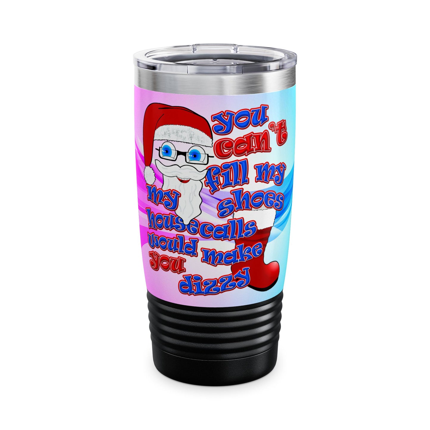 santa's shoes - Ringneck Tumbler, 20oz (light blue-pink wave)