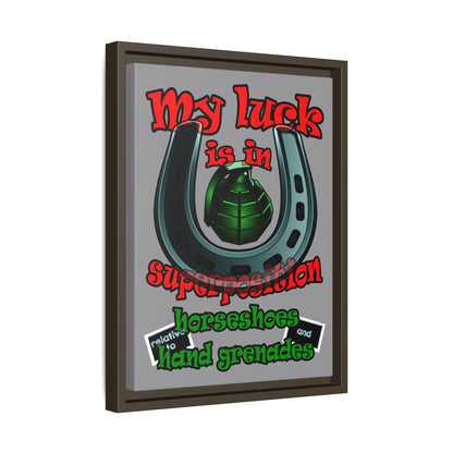 my luck - framed canvas art (grey)
