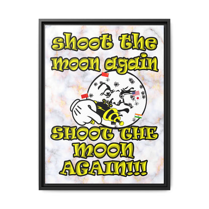 shoot the moon again - framed canvas art (white marble)