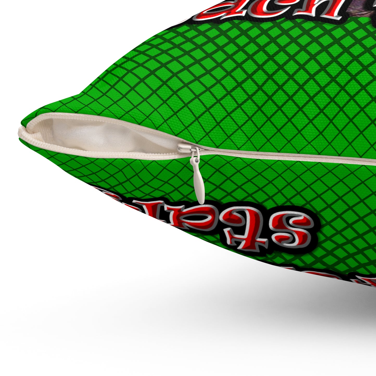 defy conquer reach - Spun Polyester Square Pillow - (logo green)