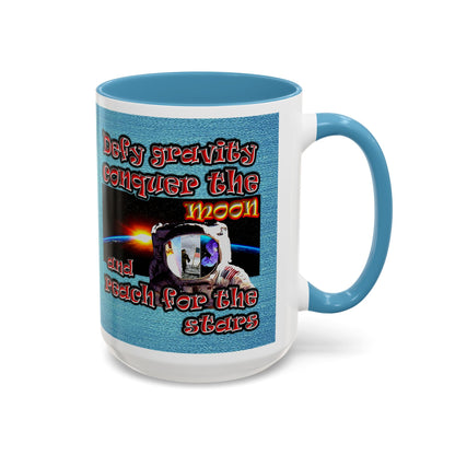 defy conquer reach - Accent Mug (faded blue)